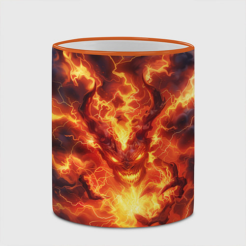 Кружка цветная Огненный демон / 3D-Оранжевый кант – фото 2