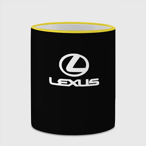 Кружка цветная Lexus white logo / 3D-Желтый кант – фото 2