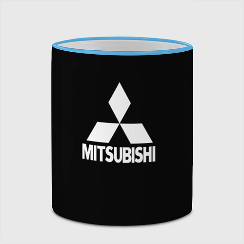 Кружка цветная Mitsubishi logo white / 3D-Небесно-голубой кант – фото 2