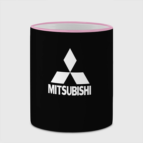 Кружка цветная Mitsubishi logo white / 3D-Розовый кант – фото 2