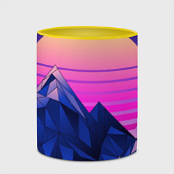 Кружка 3D Vaporwave неоновые горы, цвет: 3D-белый + желтый — фото 2