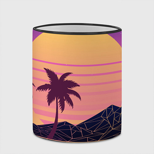 Кружка цветная Vaporwave геометрические горы и силуэты пальм / 3D-Черный кант – фото 2