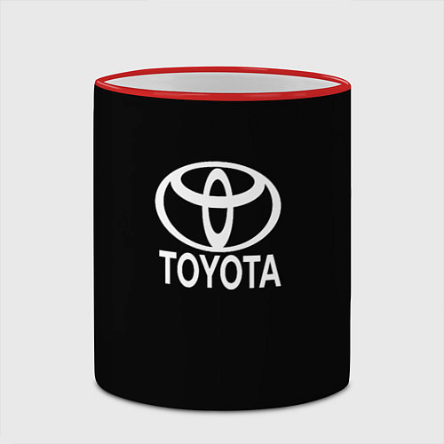 Кружка цветная Toyota white logo / 3D-Красный кант – фото 2