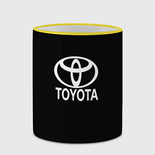 Кружка цветная Toyota white logo / 3D-Желтый кант – фото 2