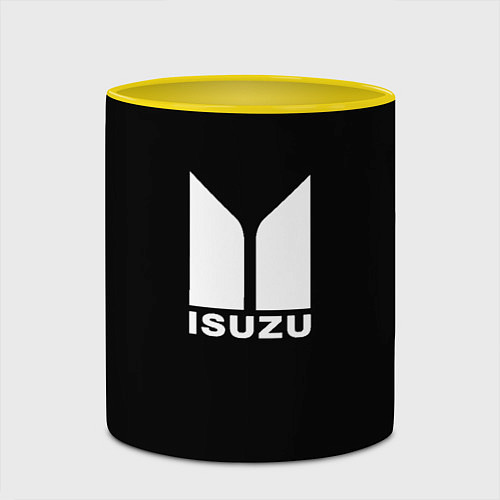 Кружка цветная Isuzu white logo / 3D-Белый + желтый – фото 2