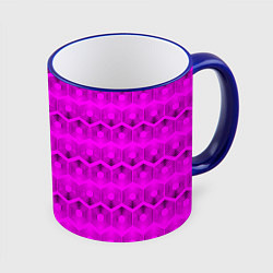 Кружка 3D Геометрический узор цвета фуксия, цвет: 3D-синий кант