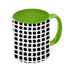 Кружка 3D Лаконичные мазки квадраты, цвет: 3D-белый + светло-зеленый