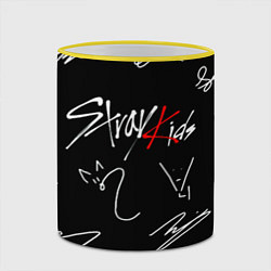 Кружка 3D Stray kids автографы лого, цвет: 3D-желтый кант — фото 2