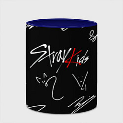 Кружка 3D Stray kids автографы лого, цвет: 3D-белый + синий — фото 2