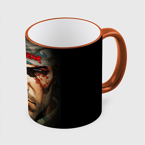Кружка цветная Metal gear Venom Snake / 3D-Оранжевый кант – фото 1