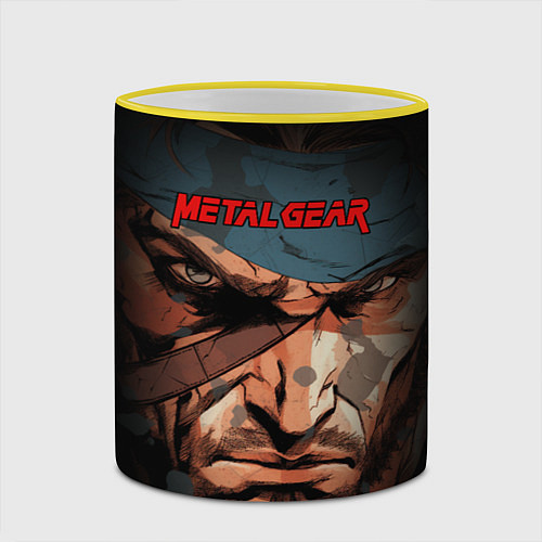 Кружка цветная Metal gear Venom Snake / 3D-Желтый кант – фото 2