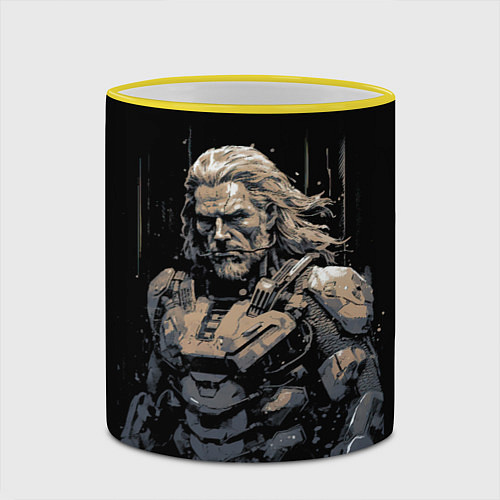 Кружка цветная Venom Snake Metal gear game / 3D-Желтый кант – фото 2