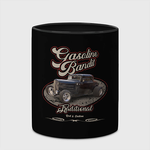 Кружка цветная Хотрод Gasoline bandit / 3D-Белый + черный – фото 2