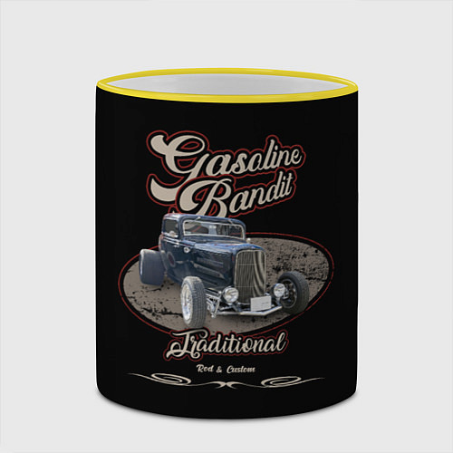 Кружка цветная Gasoline bandit / 3D-Желтый кант – фото 2