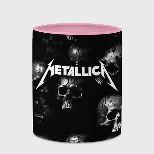 Кружка цветная Metallica - logo rock group / 3D-Белый + розовый – фото 2