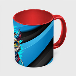 Кружка 3D Стильная сова в одежде, цвет: 3D-белый + красный