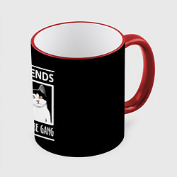 Кружка 3D Лучшие друзья человек икот, цвет: 3D-красный кант