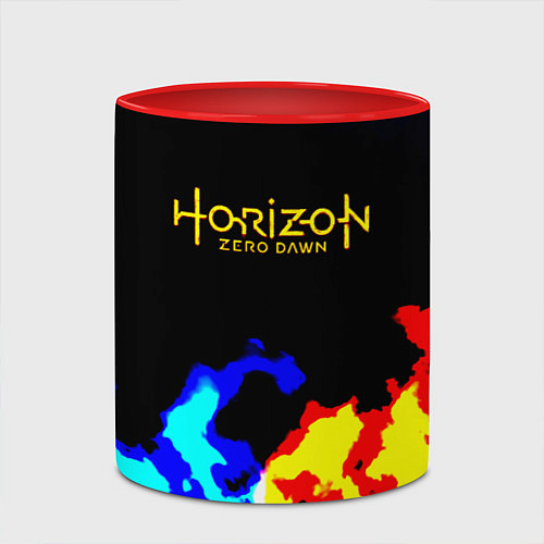 Кружка цветная Horizon zero dawn огненный стиль / 3D-Белый + красный – фото 2