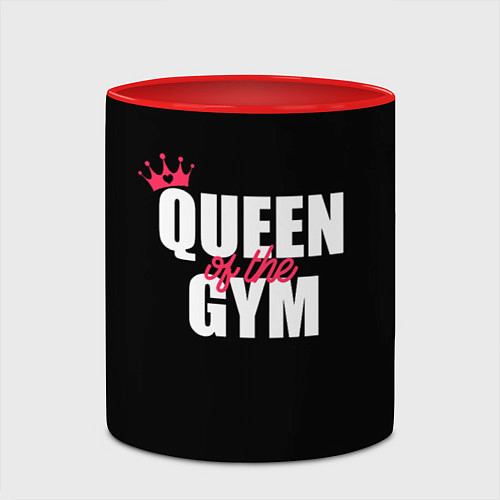 Кружка цветная Queen of the gym - crown / 3D-Белый + красный – фото 2