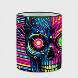 Кружка 3D Pop art skull - ai art, цвет: 3D-зеленый кант — фото 2