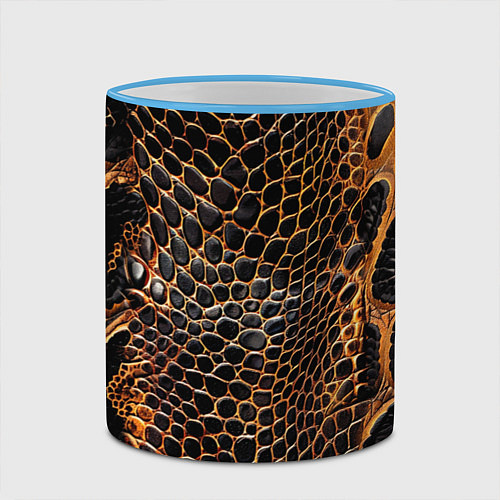 Кружка цветная Реалистичная кожа змеи темно коричневая / 3D-Небесно-голубой кант – фото 2