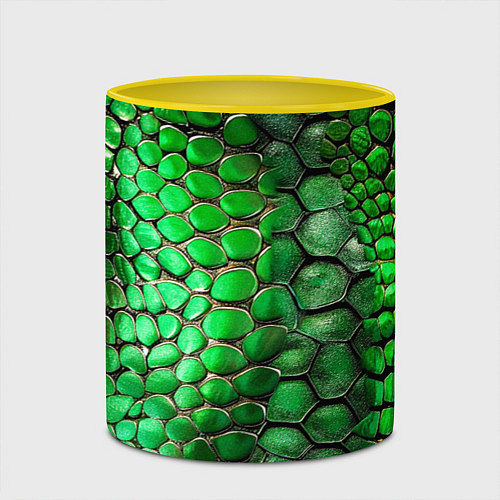 Кружка цветная Зеленая змеиная кожа / 3D-Белый + желтый – фото 2