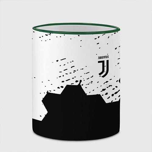 Кружка цветная Juventus hexagon black sport / 3D-Зеленый кант – фото 2