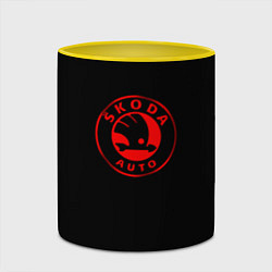 Кружка 3D Skoda red logo, цвет: 3D-белый + желтый — фото 2