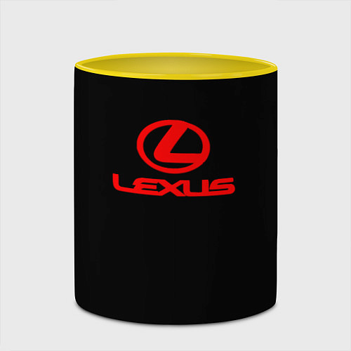 Кружка цветная Lexus red logo / 3D-Белый + желтый – фото 2