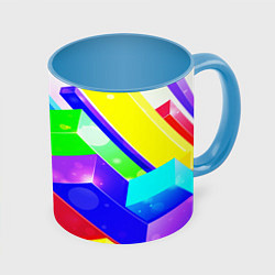 Кружка 3D Цветные столбы, цвет: 3D-белый + небесно-голубой