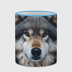 Кружка 3D Волк в лесу - первый снег, цвет: 3D-небесно-голубой кант — фото 2