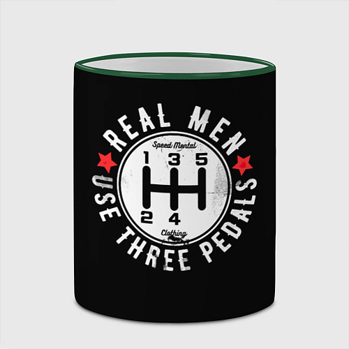 Кружка цветная Real man uses three pedals / 3D-Зеленый кант – фото 2