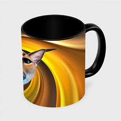 Кружка 3D Голова кота Шлепы, цвет: 3D-белый + черный