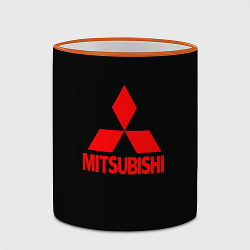 Кружка цветная Mitsubishi red logo / 3D-Оранжевый кант – фото 2