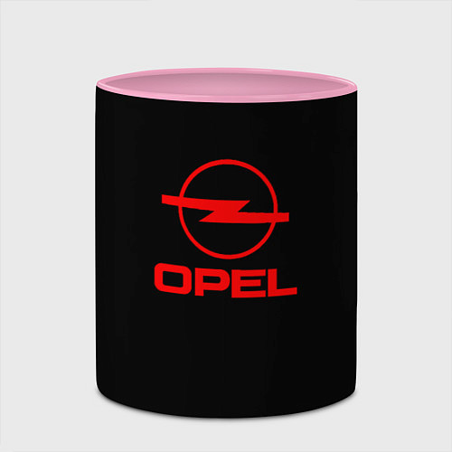 Кружка цветная Opel red logo auto / 3D-Белый + розовый – фото 2