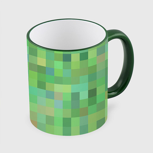 Кружка цветная Пиксели в зеленом / 3D-Зеленый кант – фото 1