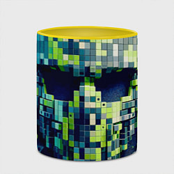 Кружка 3D Cyber face - ai art fantasy, цвет: 3D-белый + желтый — фото 2
