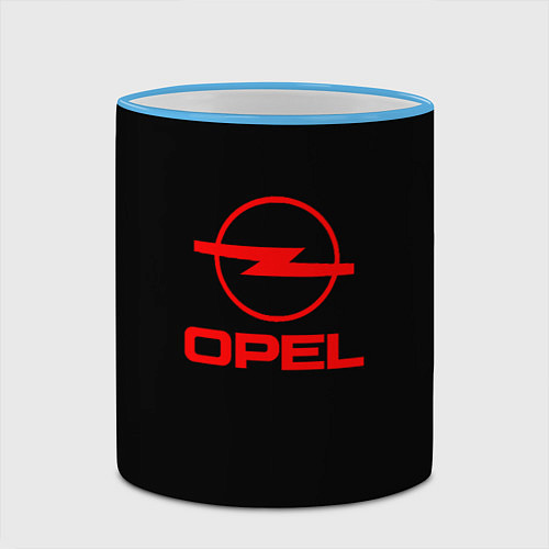 Кружка цветная Opel red logo auto / 3D-Небесно-голубой кант – фото 2