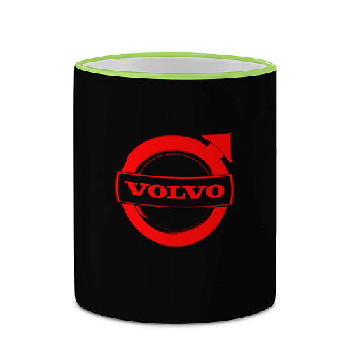 Кружка цветная Volvo red logo auto / 3D-Светло-зеленый кант – фото 2