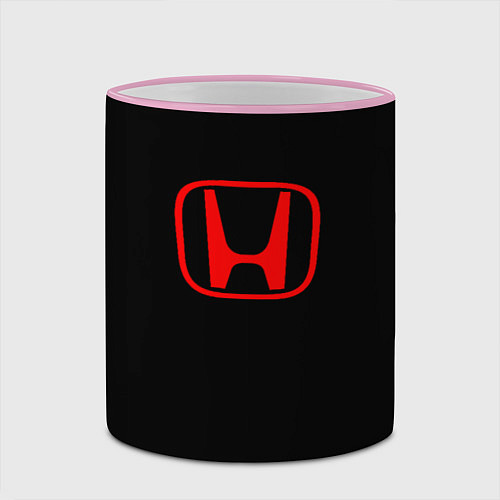 Кружка цветная Honda red logo auto / 3D-Розовый кант – фото 2