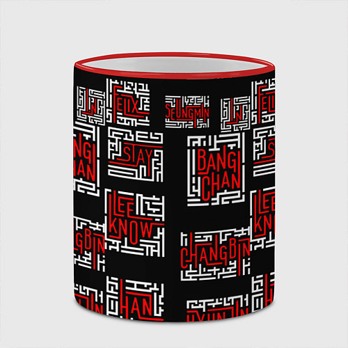 Кружка цветная Stray Kids group / 3D-Красный кант – фото 2