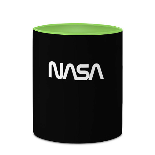 Кружка цветная Nasa white logo / 3D-Белый + светло-зеленый – фото 2