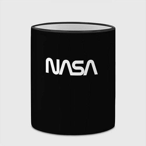 Кружка цветная Nasa white logo / 3D-Черный кант – фото 2