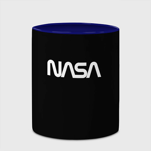 Кружка цветная Nasa white logo / 3D-Белый + синий – фото 2