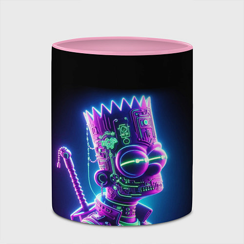 Кружка цветная Bart Simpson cyber ninja - neon glow / 3D-Белый + розовый – фото 2