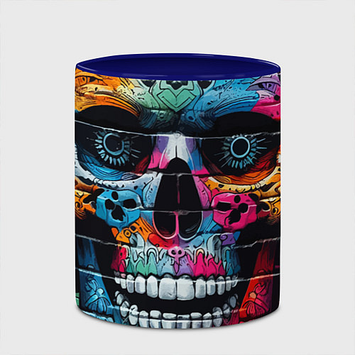 Кружка цветная Crazy color skull - graffiti / 3D-Белый + синий – фото 2