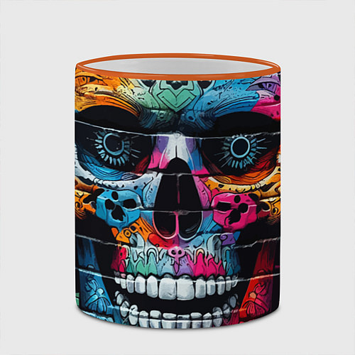 Кружка цветная Crazy color skull - graffiti / 3D-Оранжевый кант – фото 2