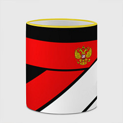 Кружка 3D Россия герб спорт текстура, цвет: 3D-желтый кант — фото 2