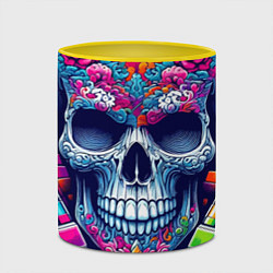 Кружка 3D Ai art skull - graffiti, цвет: 3D-белый + желтый — фото 2