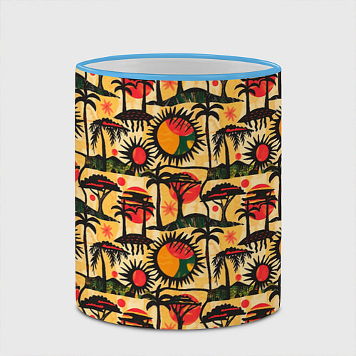 Кружка цветная Африка солнце пальмы / 3D-Небесно-голубой кант – фото 2